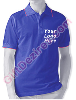 Designer Royal Blue and Red Color Company Logo Printed T Shirts